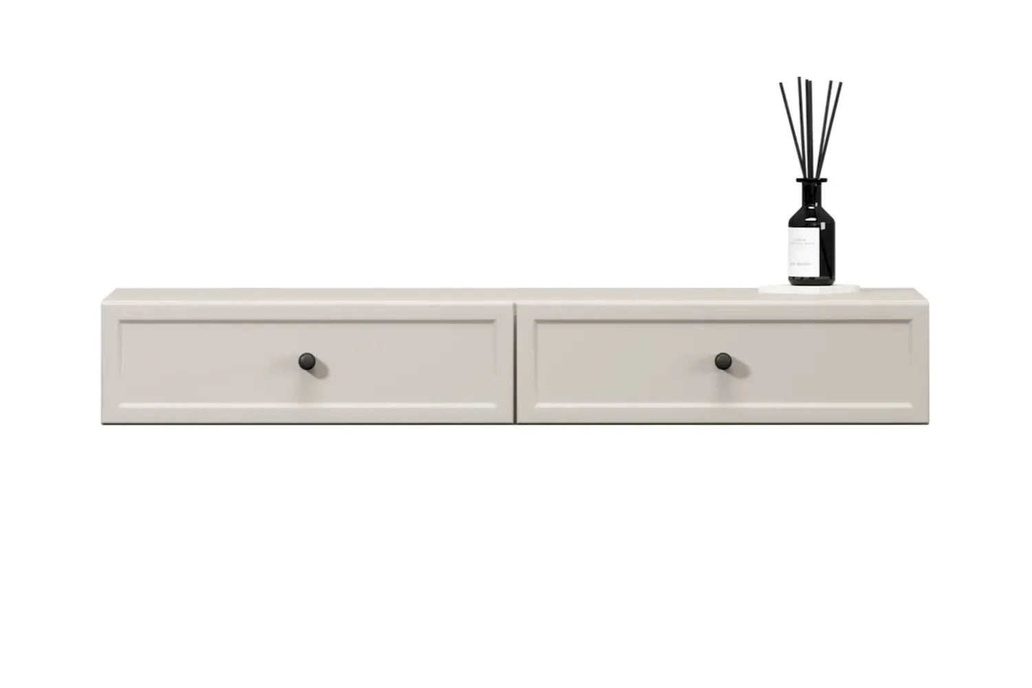 Toaletka wisząca z 2 szufladami LORINI 100 - cashmere gałka czarna - B_166706