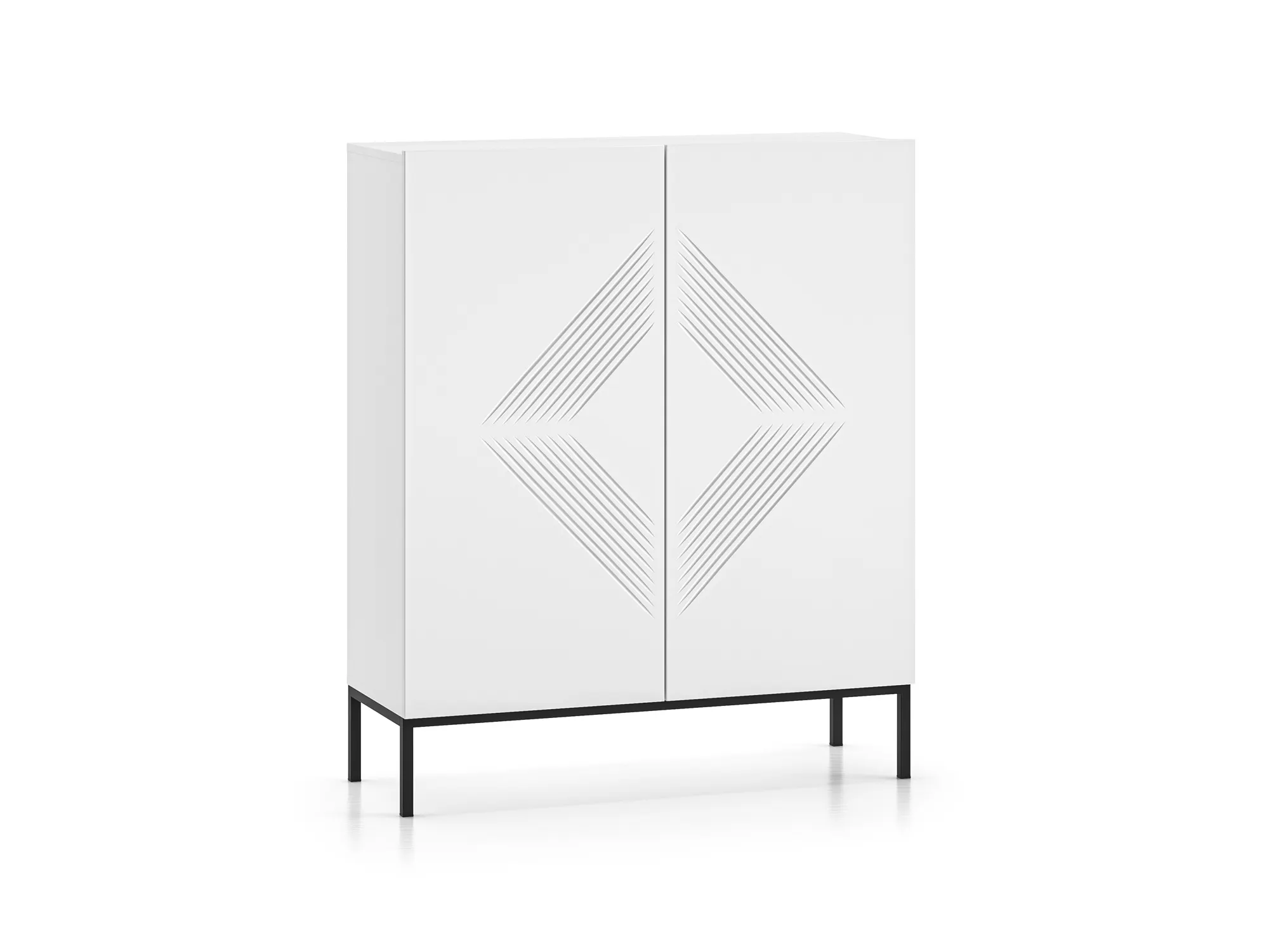 Komoda wysoka 2-drzwiowa CLEARING 01 biały alpejski, podstawa-czarny