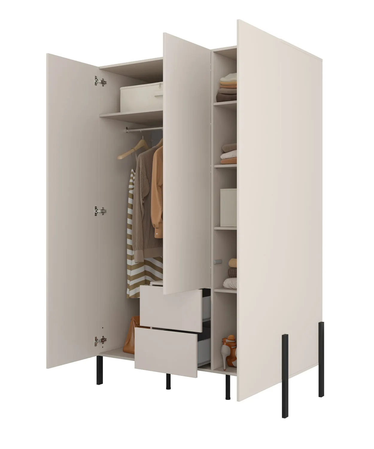 Szafa 3-drzwiowa z szufladami JUKON S 139x210 kaszmirowa - 24KSND19