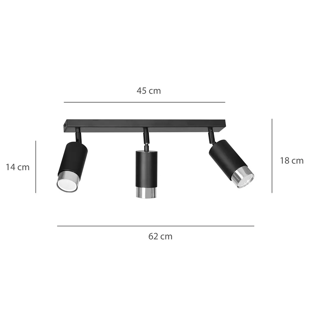 Lampa sufitowa HIRO 3 czarny chrom — zdjęcie 8