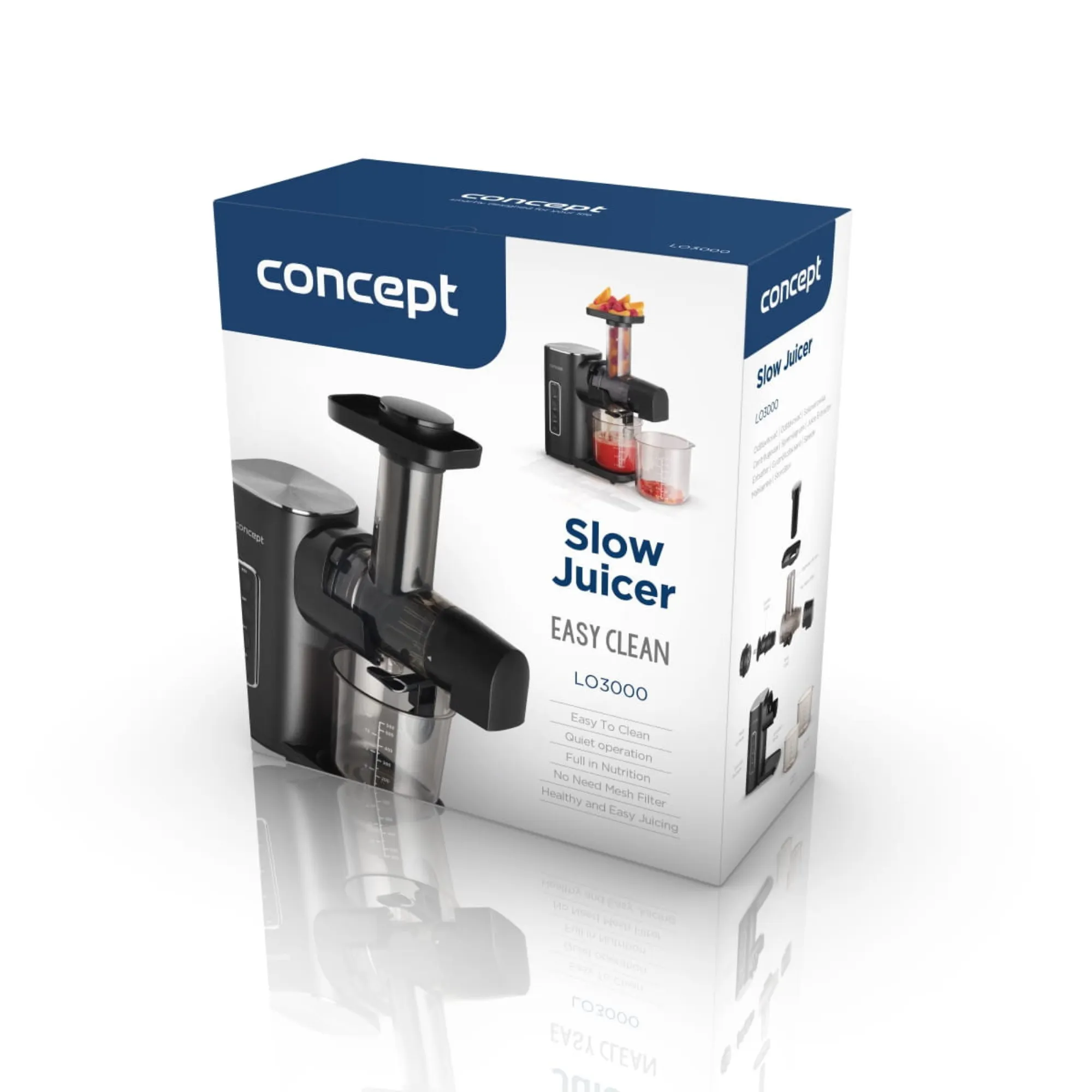 slow juicer, juicer, kitchen appliance, stainless steel, box packaging