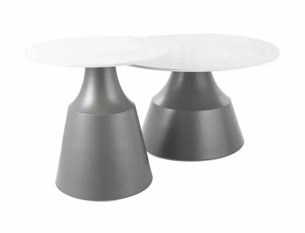 Stoliki kawowe okrągłe ITAKA biało-szare metalowe Signal