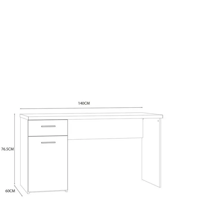 Biurko NET106 z szafką i szufladą - efekt drewna, biały - MT936-Q36
