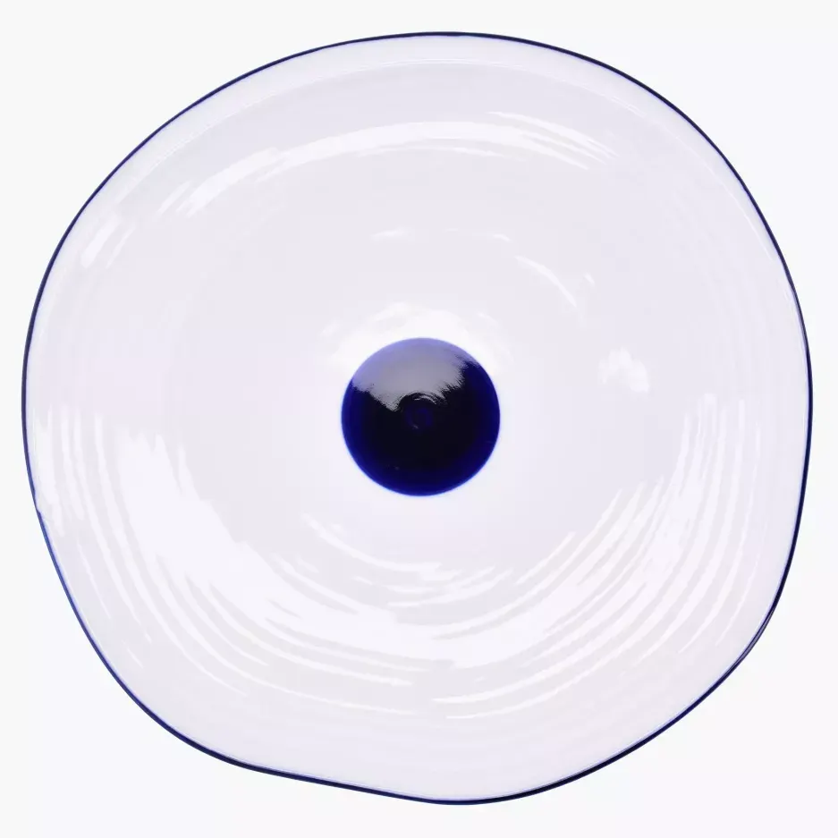 Talerz obiadowy DUKA KROG 30 cm biały granatowy porcelana