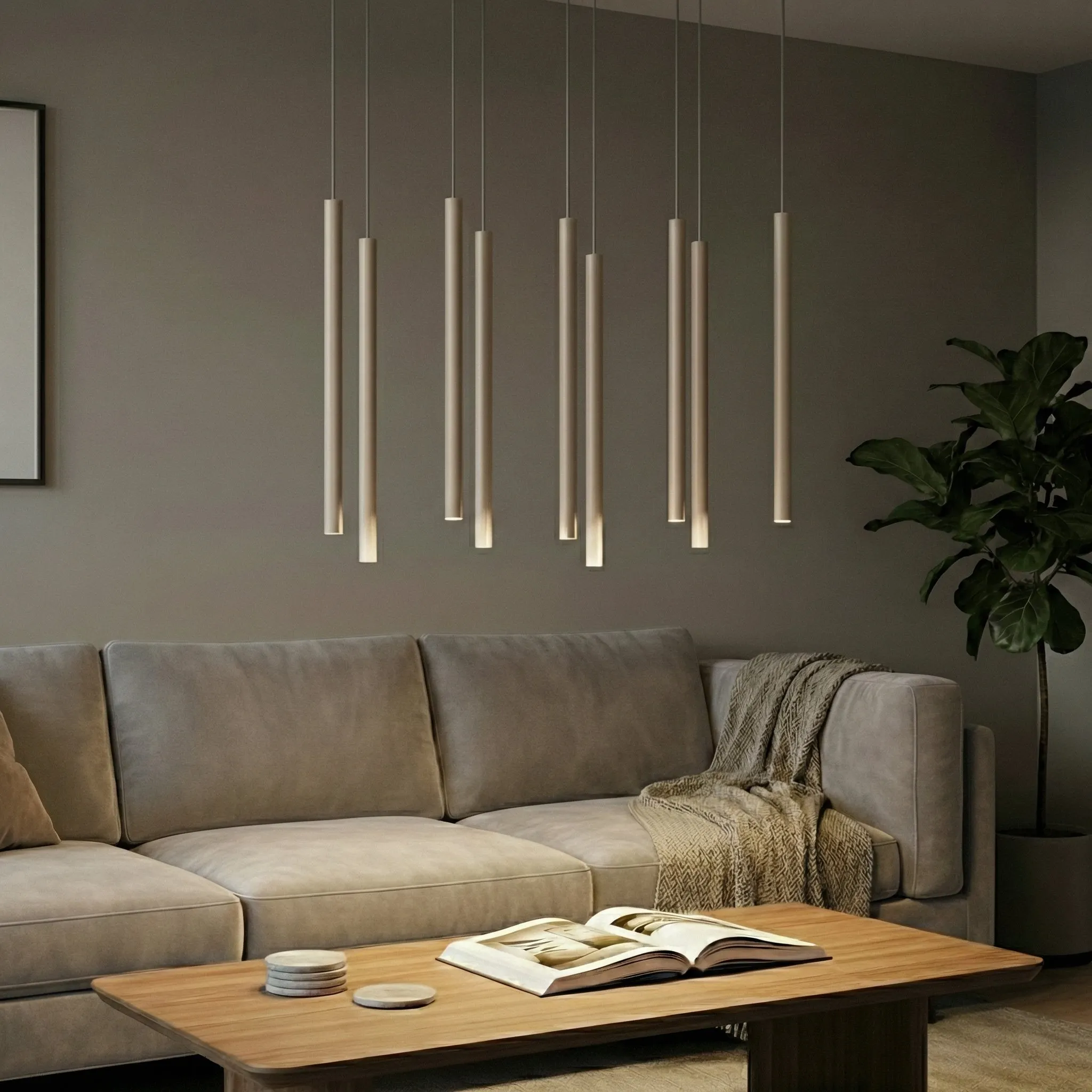 image lampa wisząca, minimalistyczna, półkula, złoto, salon