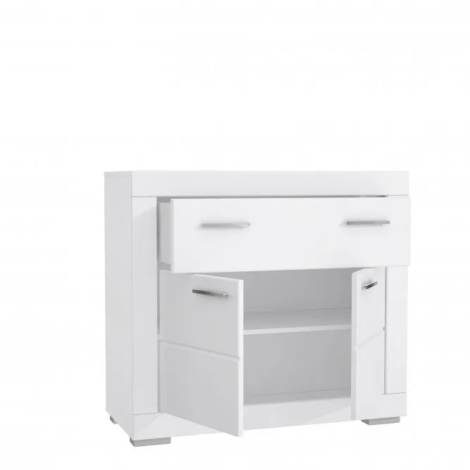 Komoda 2-drzwiowa z szufladą SNOW - biały, chrom - SNWK22-C50