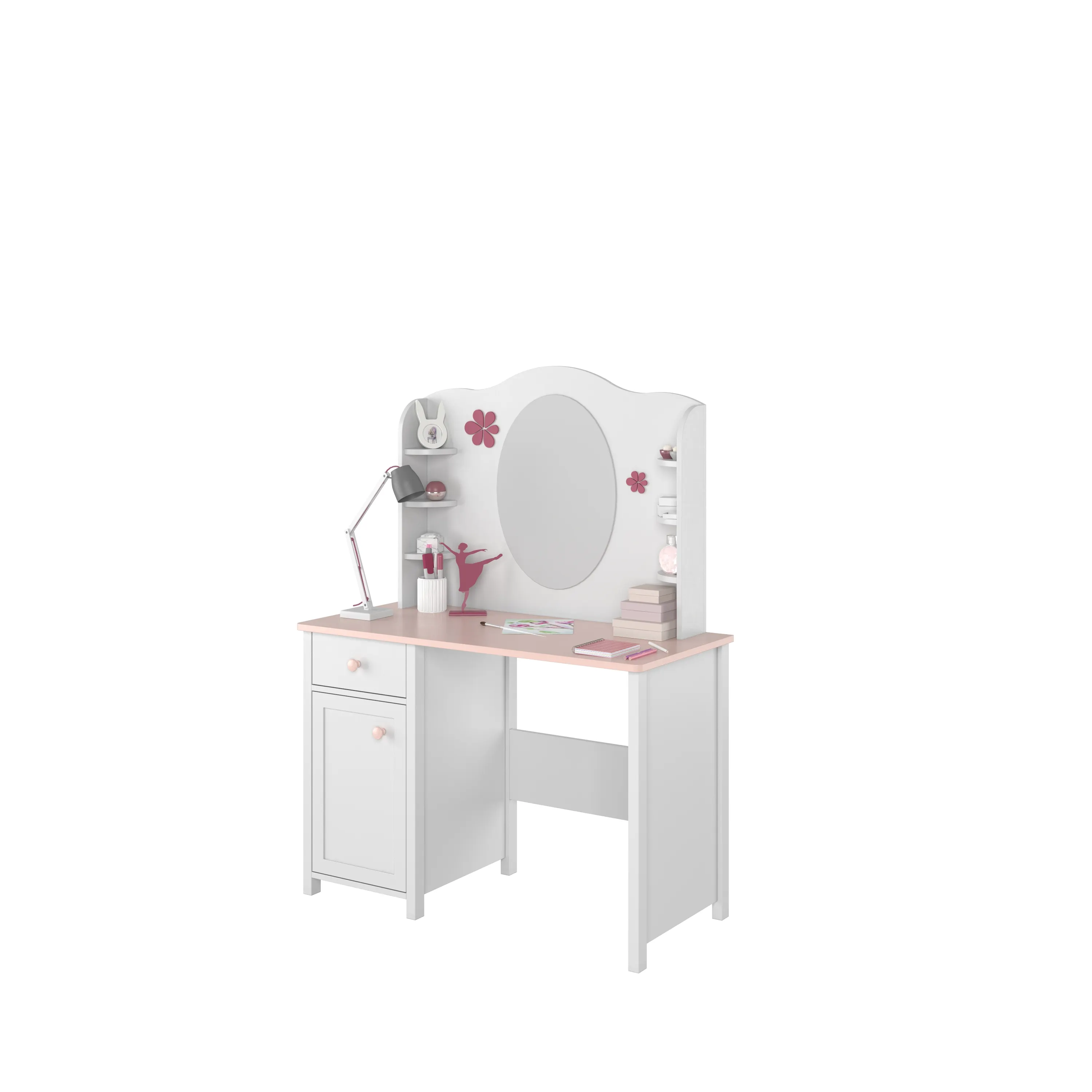 Biurko LUNA LN-03 biało-różowe - LN3BR