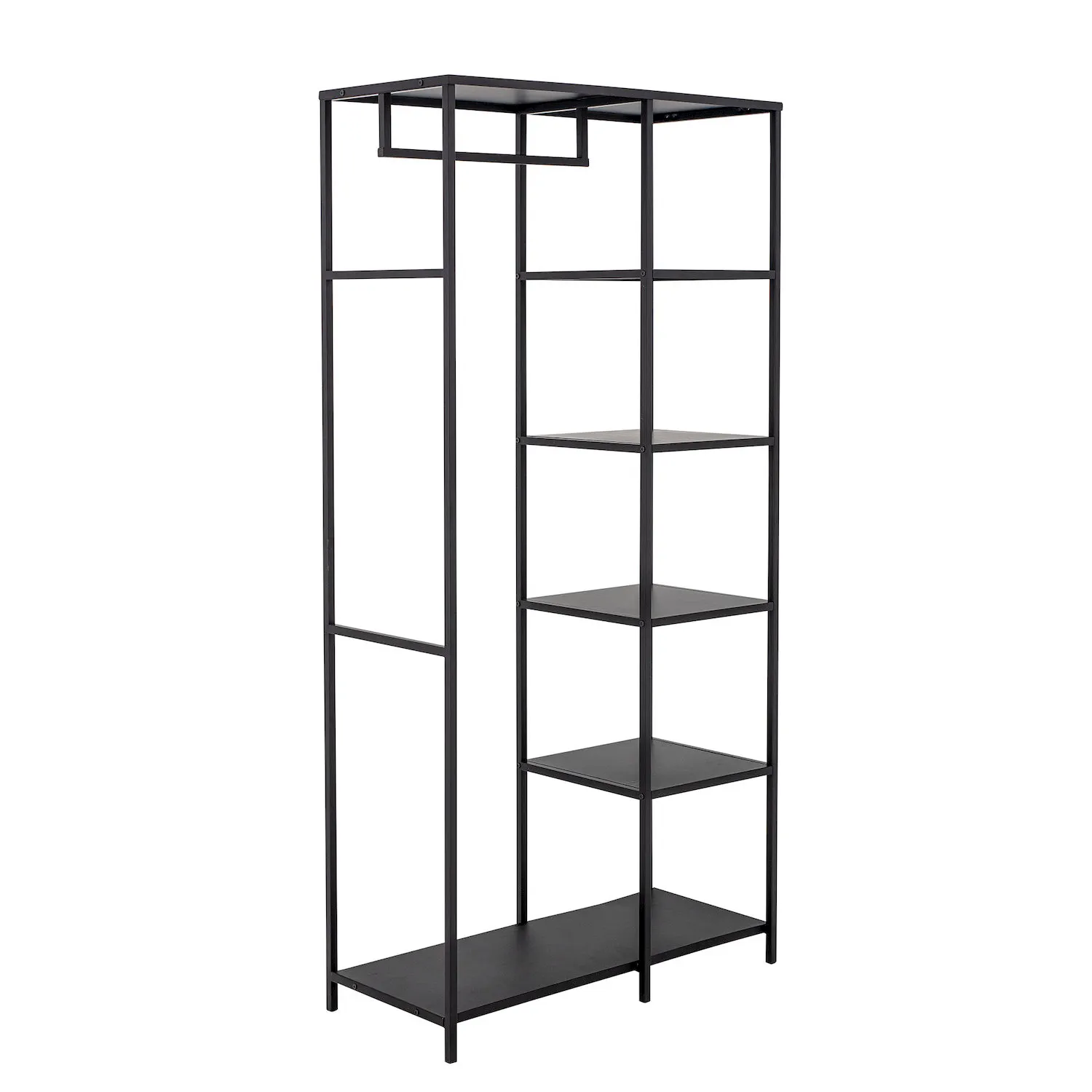 Wieszak z regałem VALDE 90 cm metalowy czarny