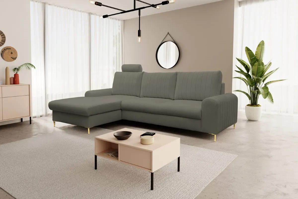 Narożnik rozkładany z pojemnikiem MONACO LOFT 251 cm lewy szary - MONACO_NAR_LOFT22_L