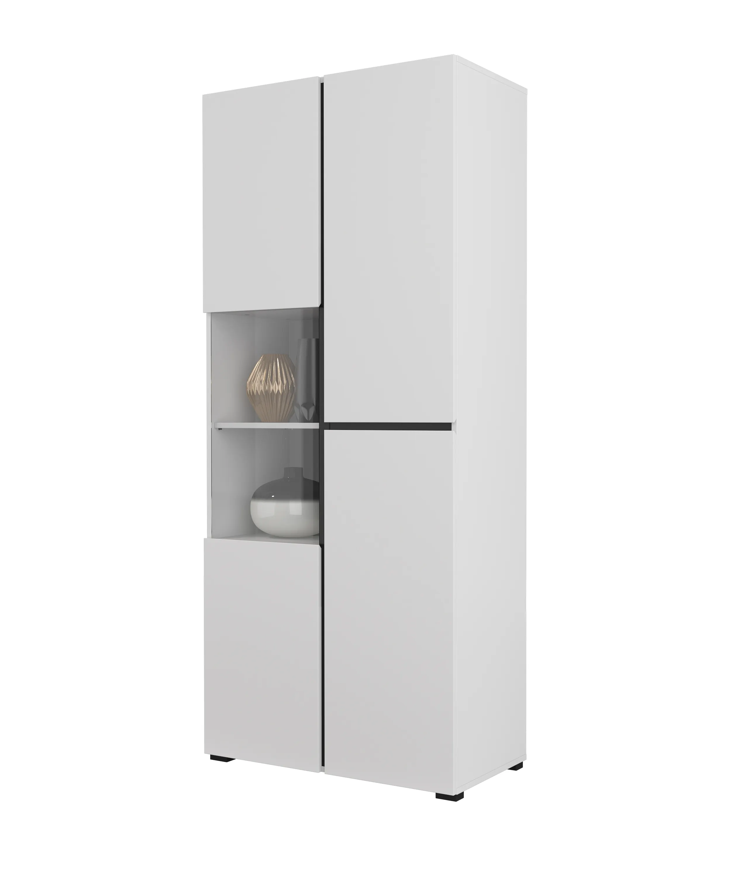 Witryna 3-drzwiowa szklana CROSS 80x183 biało-czarna - 249WMY12