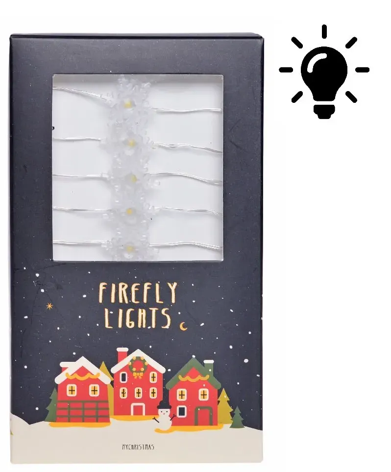 Łańcuch choinkowy LEDOWY ze śnieżynkami 3427