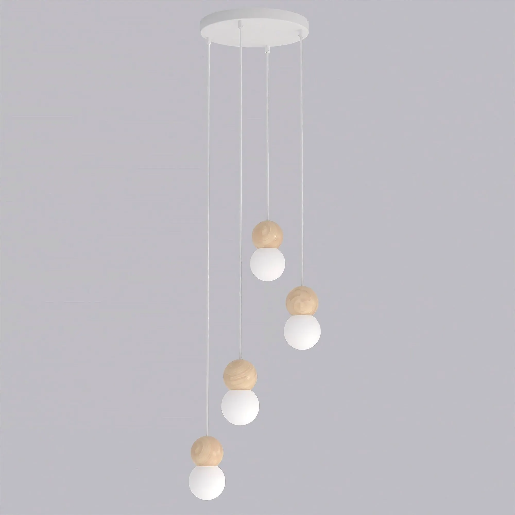 Lampa wisząca LOOP 4 WHITE biały drewno