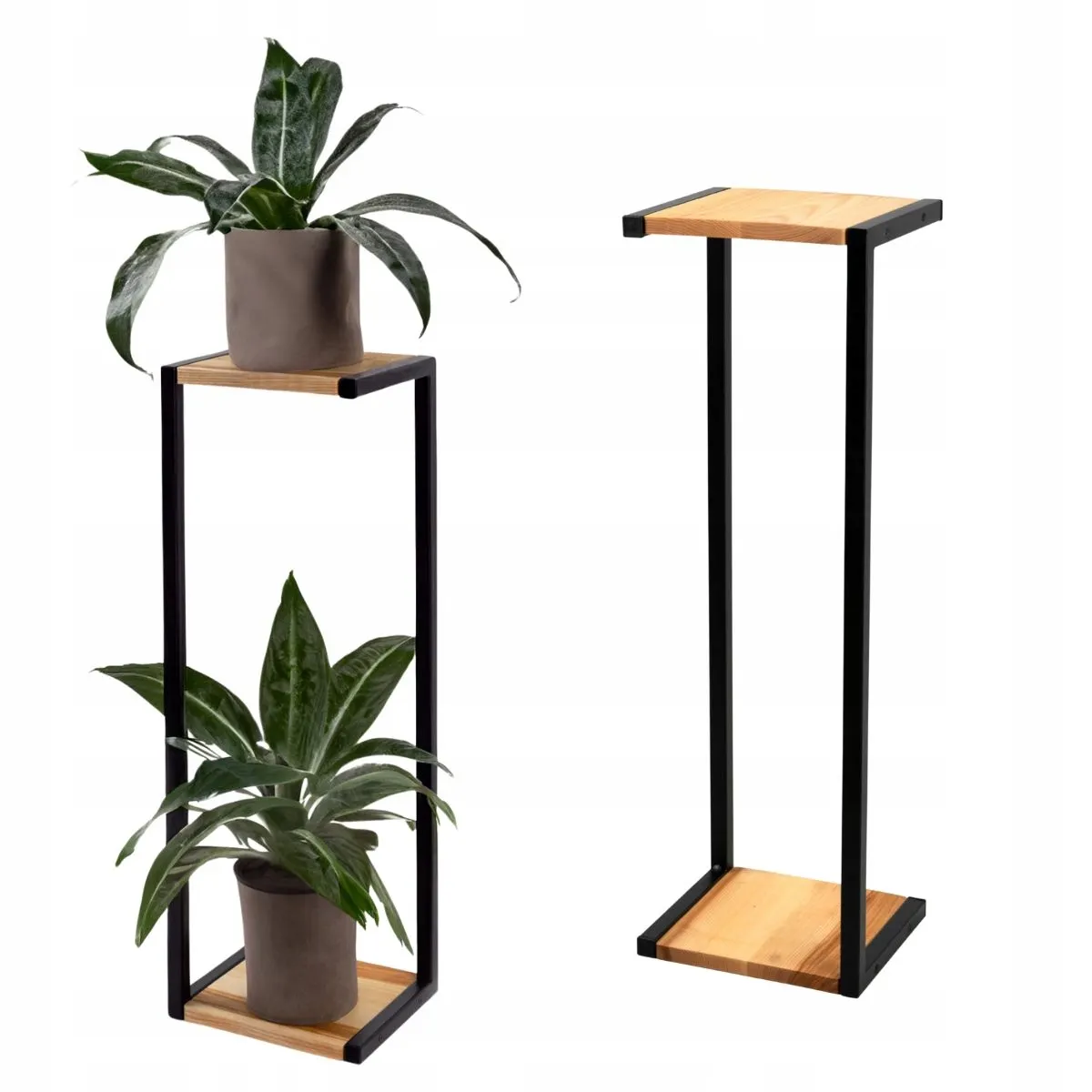 Kwietnik stojący metalowy AMIENS M czarny naturalny - LD_TZ000228