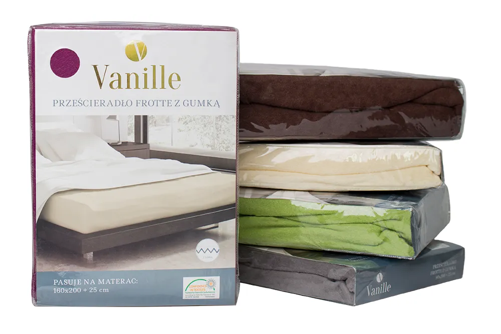 Prześcieradło frotte z gumką VANILLE 160X200+25 bawełna 80% kremowy - FARO_20535