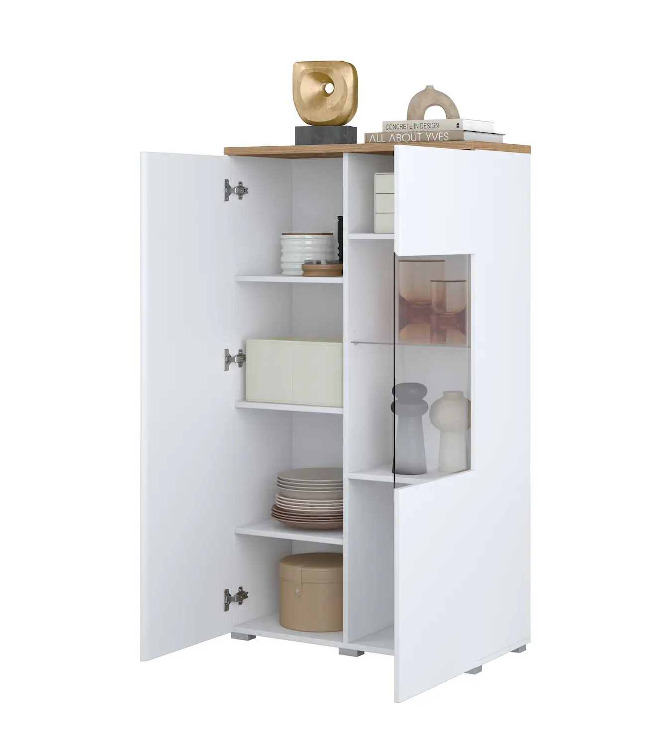 Witryna niska 2-drzwiowa MODO biały dąb mauvella - 247VOJ44