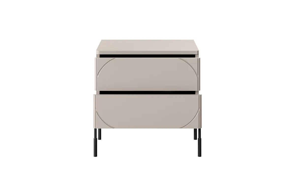 Szafka nocna z 2 szufladami SONATIA 45 2SZ - kremowa - czarne nogi - B_149232