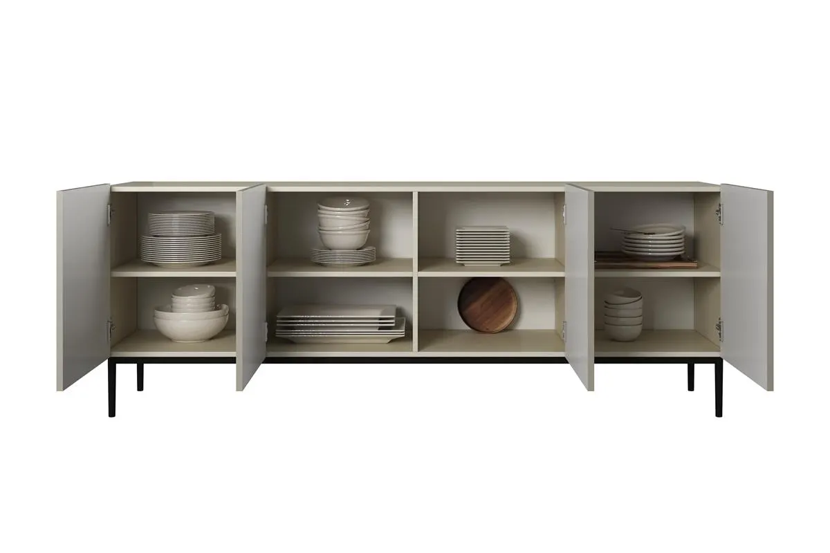 Komoda 4-drzwiowa NICOLE 200 - kremowa - czarny stelaż - B_55571