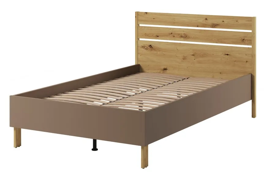 Łóżko ze stelażem Lenny LY-08 120x200 dąb artisan/beż/truflowy