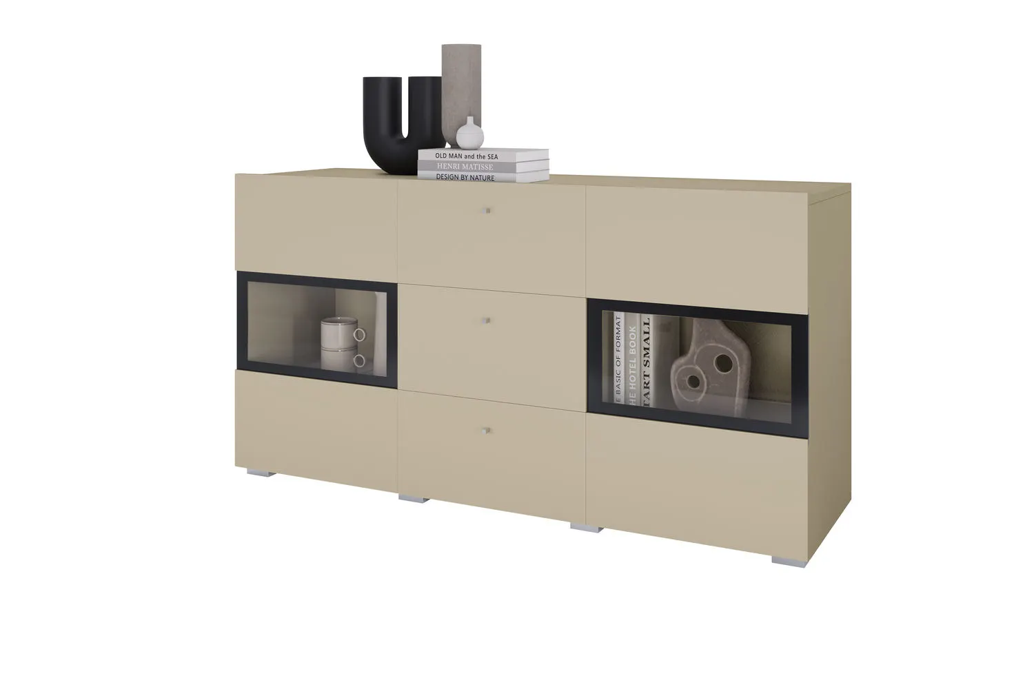 Komoda 2-drzwiowa z szufladami BAROS 26 beż jasny - 2412BM26