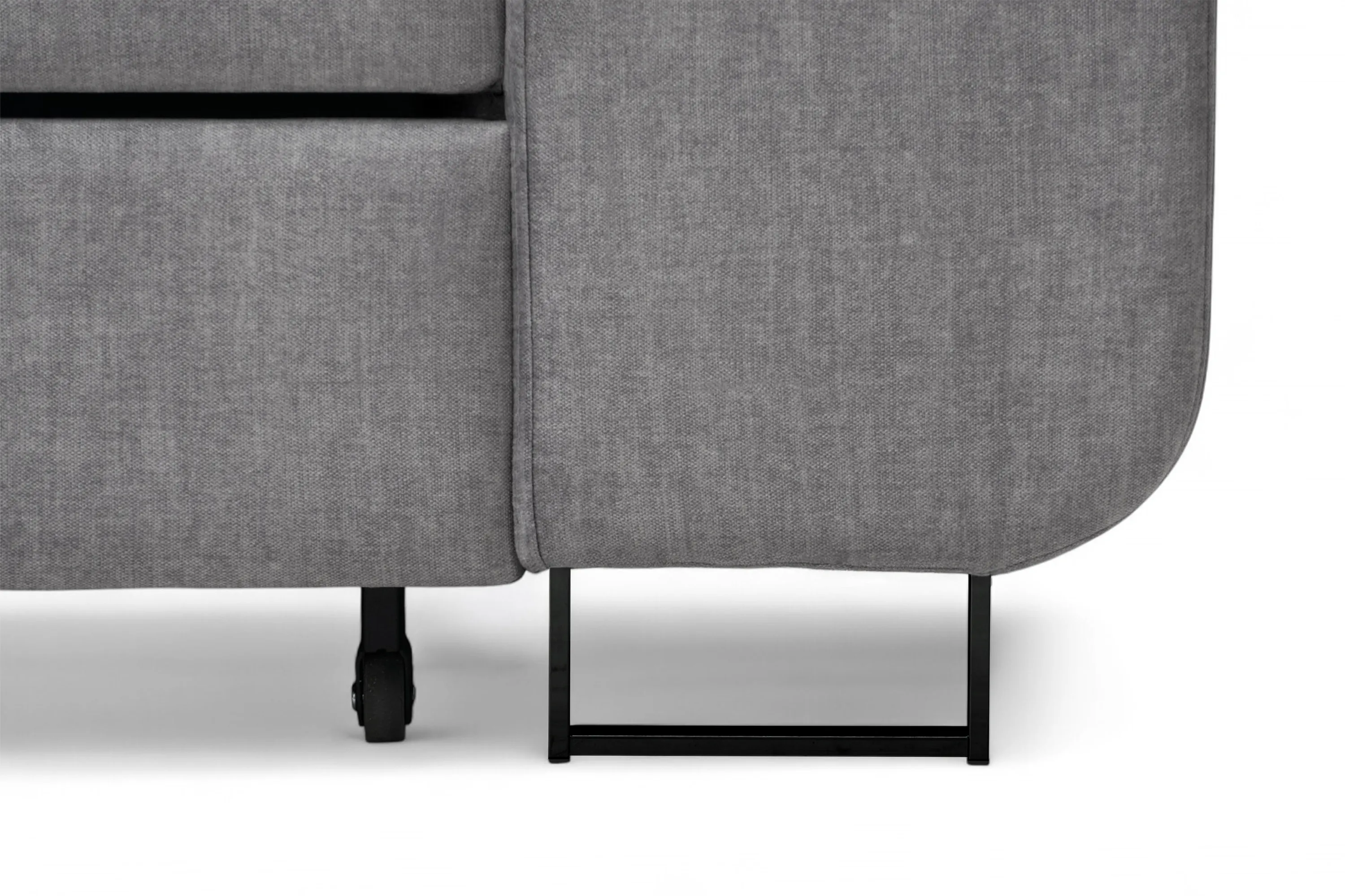 Narożnik lewostronny ANNABELLE L regulowane zagłówki nogi czarne tkanina Vogue 14 szary - B_165778