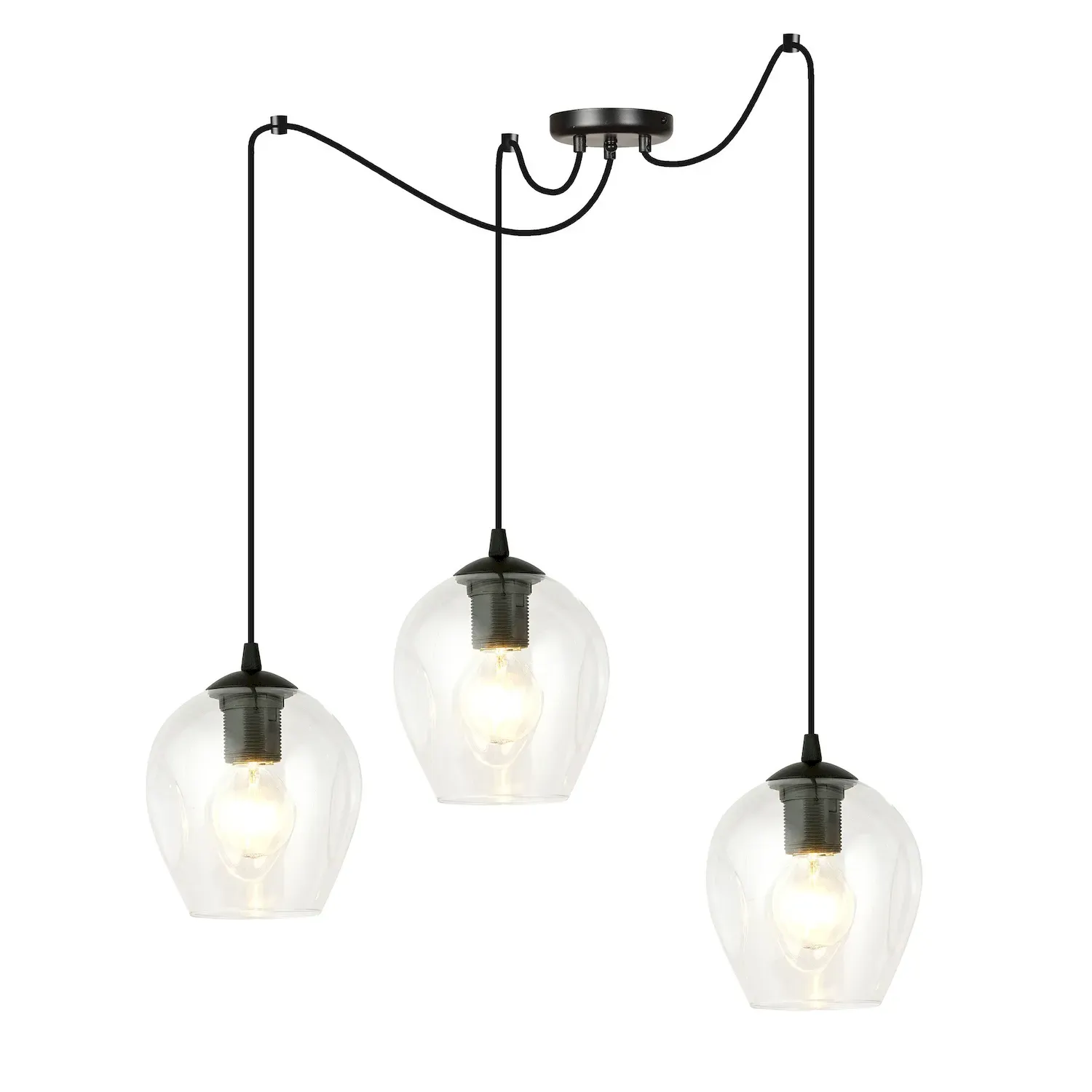 Lampa wisząca pająk LEVEL 3 czarny transparentny - 756/3