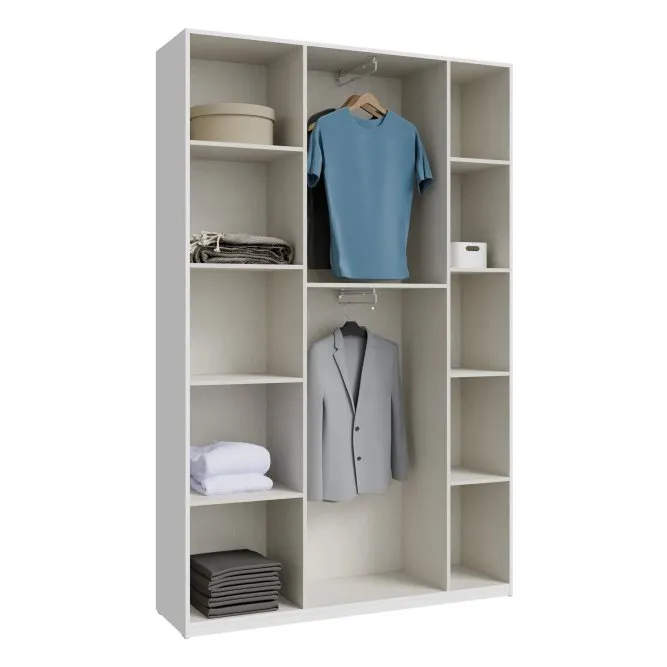 Szafa 3-drzwiowa HOME NOOK 2 drążki i półki 130cm biała - HMNS931-120