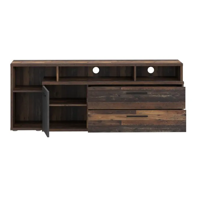 Szafka RTV CLIF z regałem - old wood vintage, beton