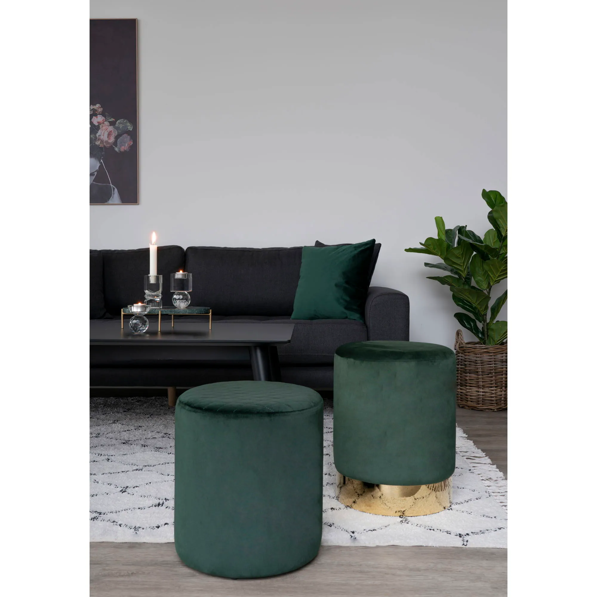 Pufa okrągła EJBY 34x36 Velvet Zielony - 1501104