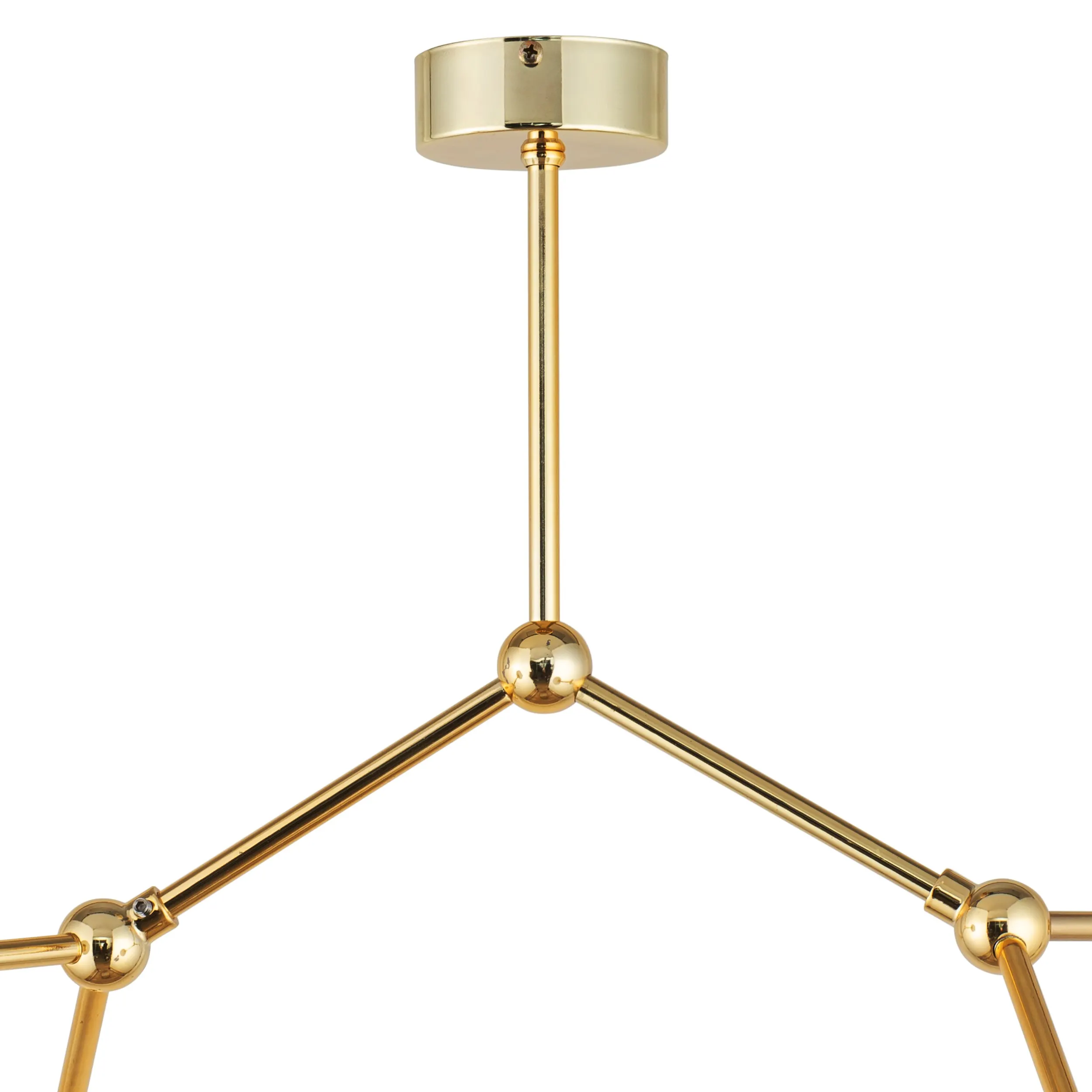 Lampa sufitowa FAIRY złota z białymi okrągłymi szklanymi kloszami 66x49x44cm - TK_6470