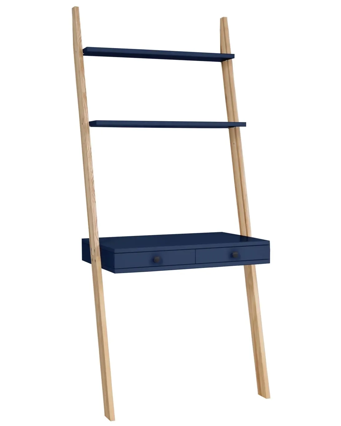 49. Biurko pionowe z szufladami i półkami LENO 79x183 granatowy blat/jesionowe nogi 49. Biurko pionowe z szufladami i półkami LENO 79x183 granatowy blat/jesionowe nogi
