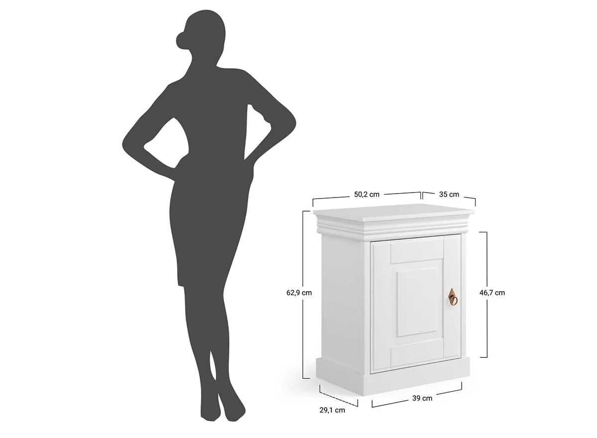 Szafka nocna sosnowa Toskania Kolor: biały, bejca - PL2039BS