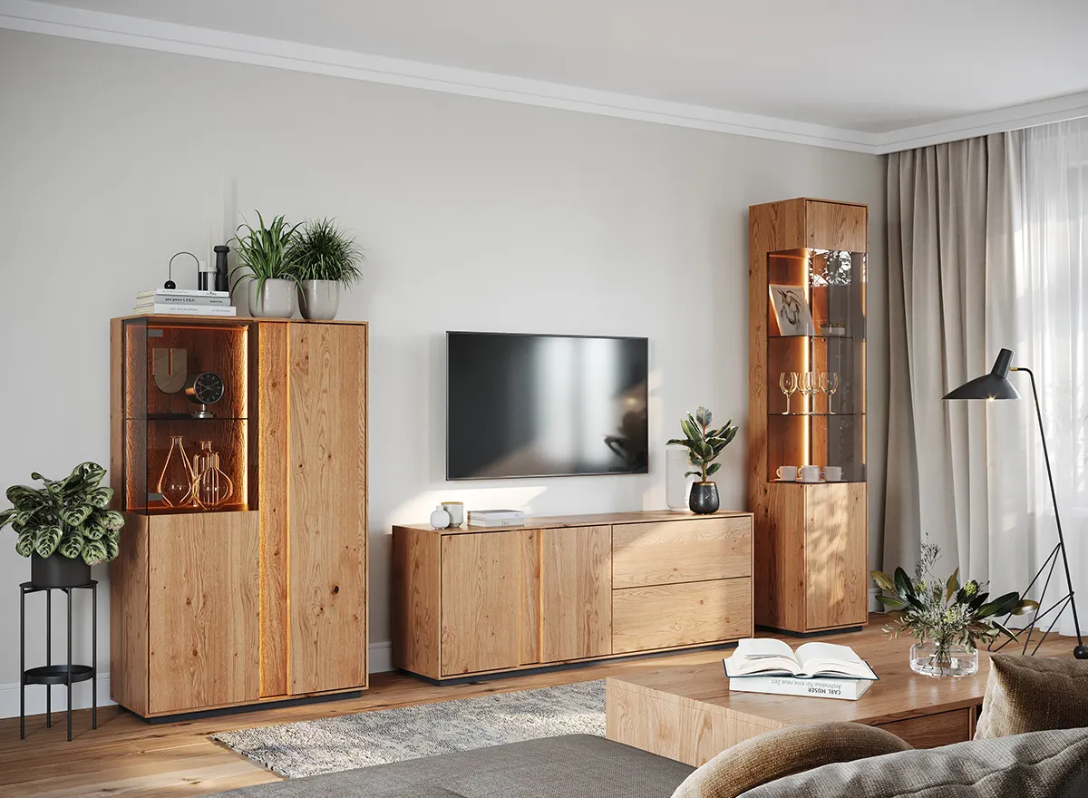 image meble-drewno, szafka-tv, salon, szafka-wysoka, szklana-gablota