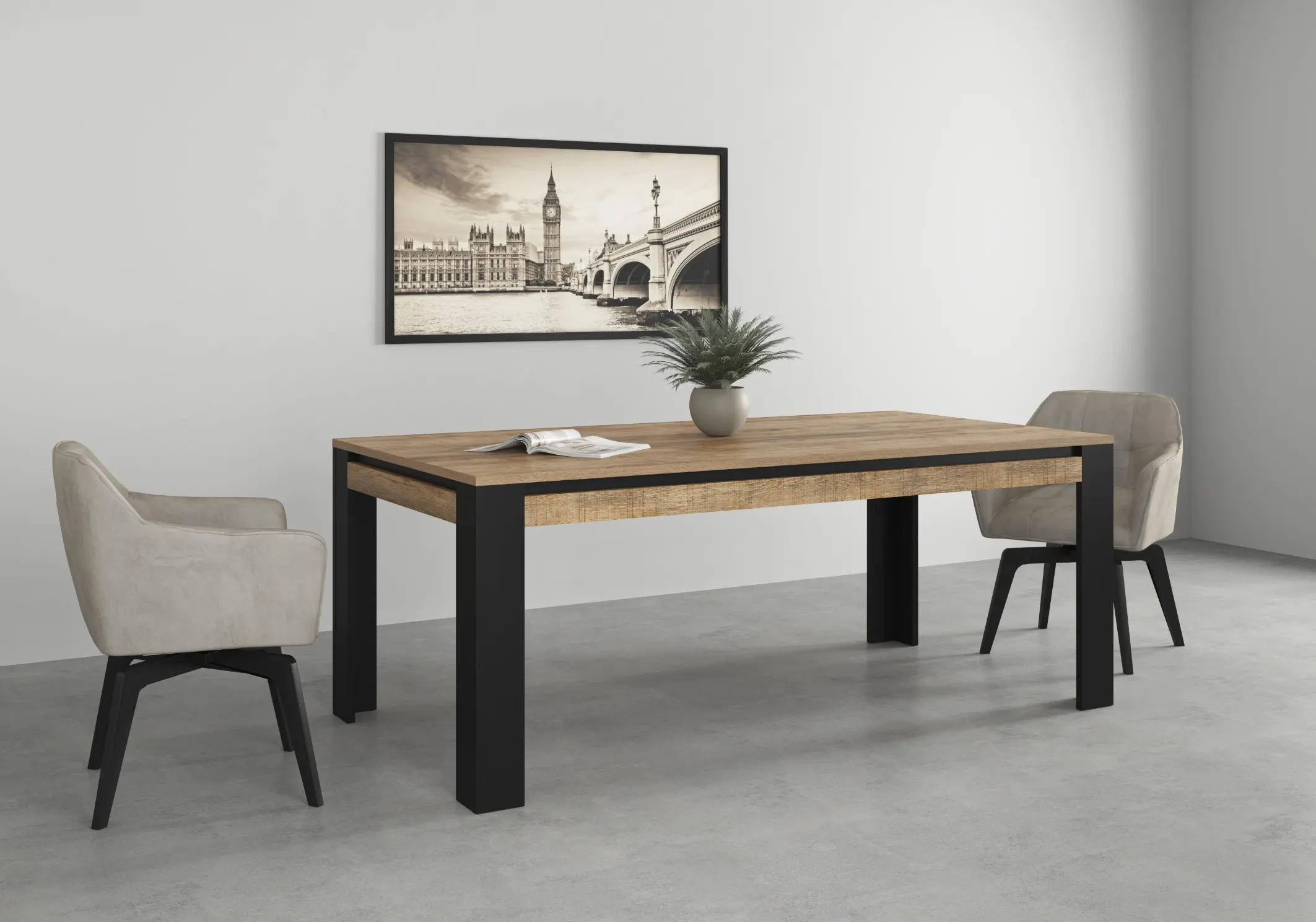 Stół TUDOR 100x195cm - dąb samdal, czarny - 24WSNZ94