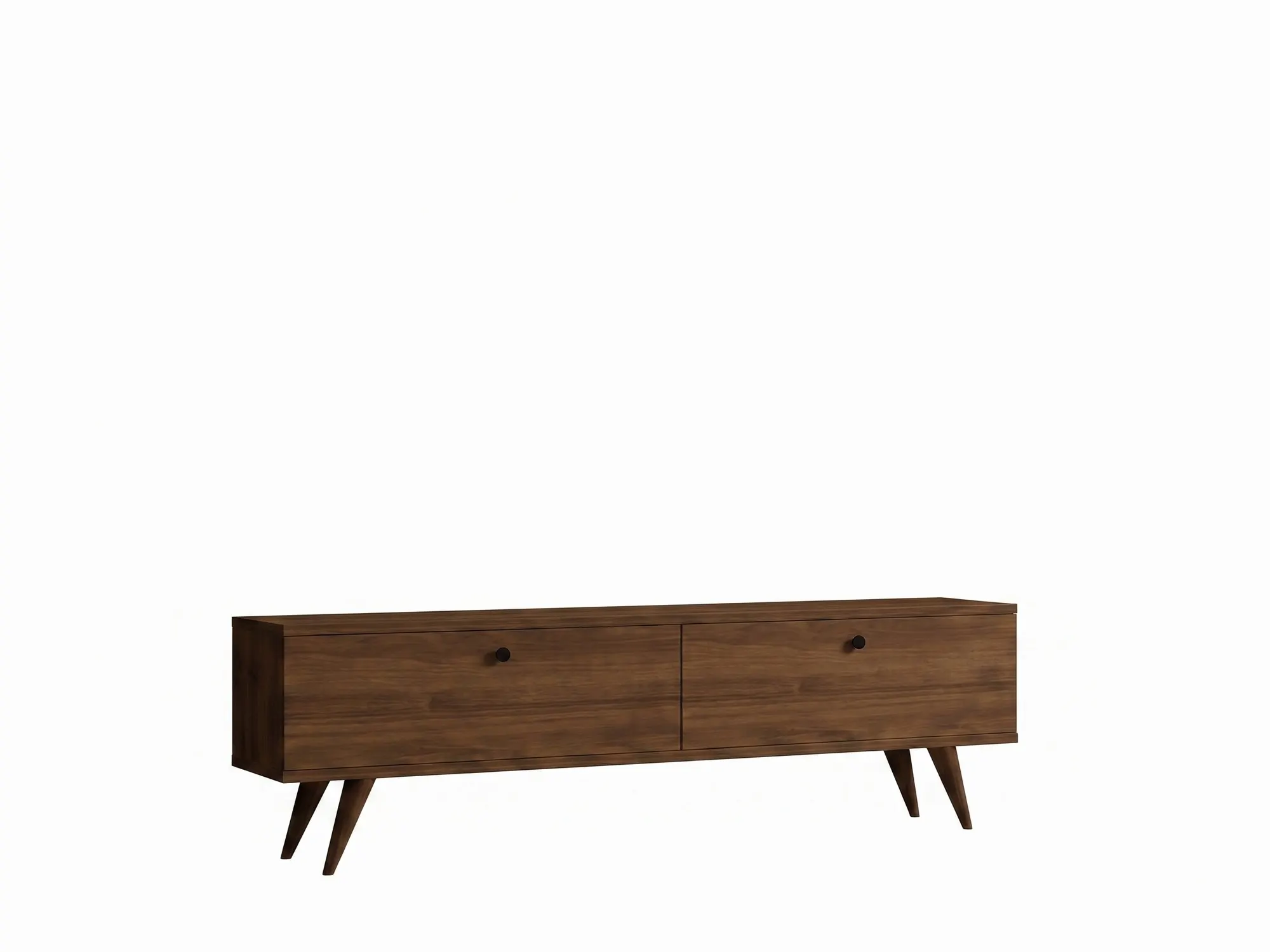 furniture, niska szafka, drewniana szafka pod telewizor, brązowy, nogi w stylu mid-century