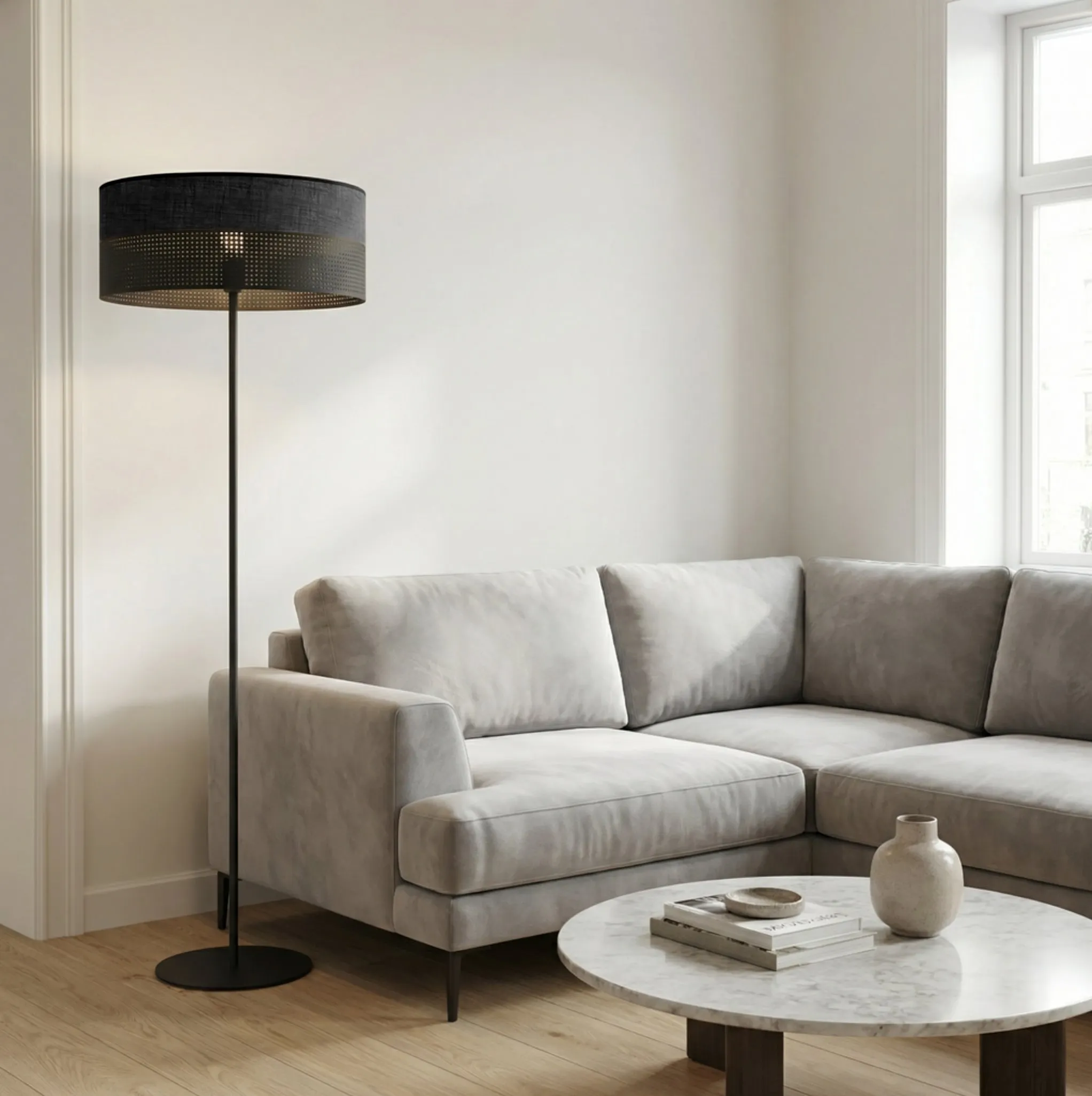Lampa podłogowa KARBON LP1 BLACK z abażurem czarna - 1651/LP1