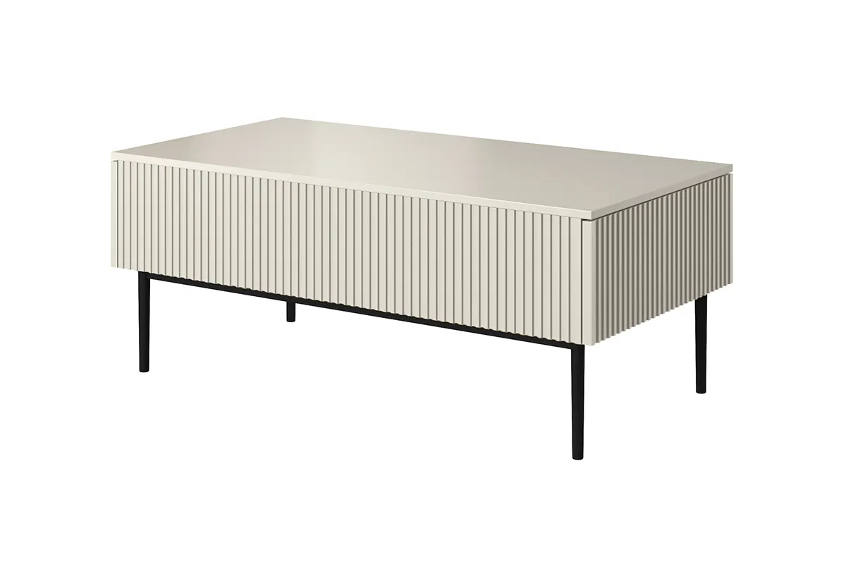 Ława NICOLE 120 z 2 szufladami - kremowa - czarny stelaż Ława NICOLE 120 z 2 szufladami - kremowa - czarny stelaż