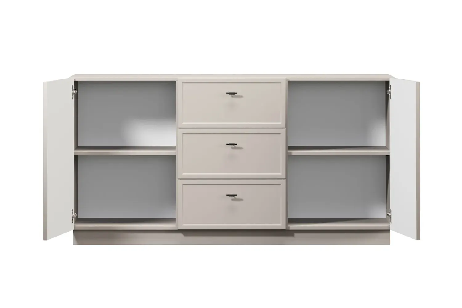 Komoda 2-drzwoiowa z 3 szufladami LORINI 150 - cashmere uchwyt T-bar czarny cokół - B_166765