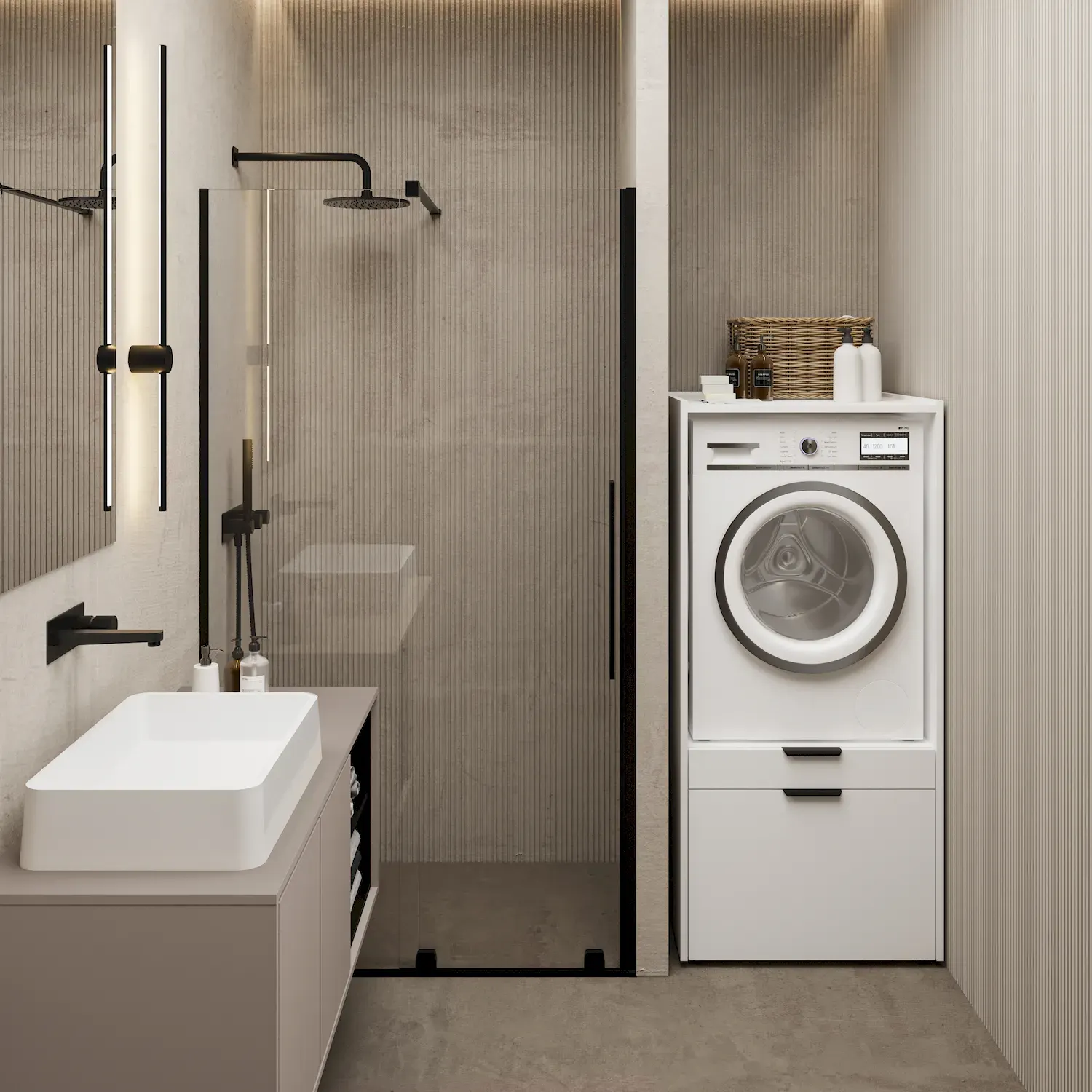 Zabudowa na pralkę lub suszarkę ANDIAMO szuflada półka biały - 3097OK60