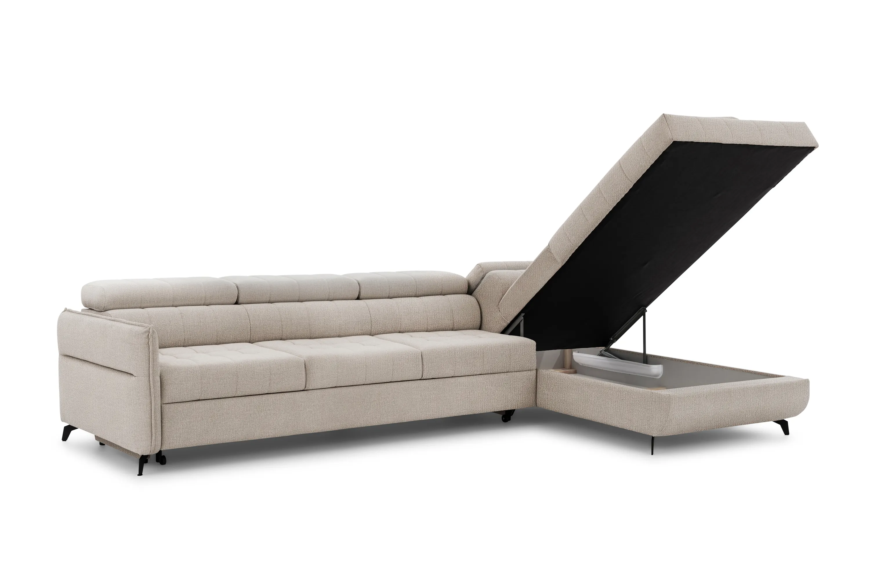 Narożnik prawostronny ELARIAS MAXI regulacja zagłówka i podłokietników tkanina Perfect harmony 07 beżowy - B_168604