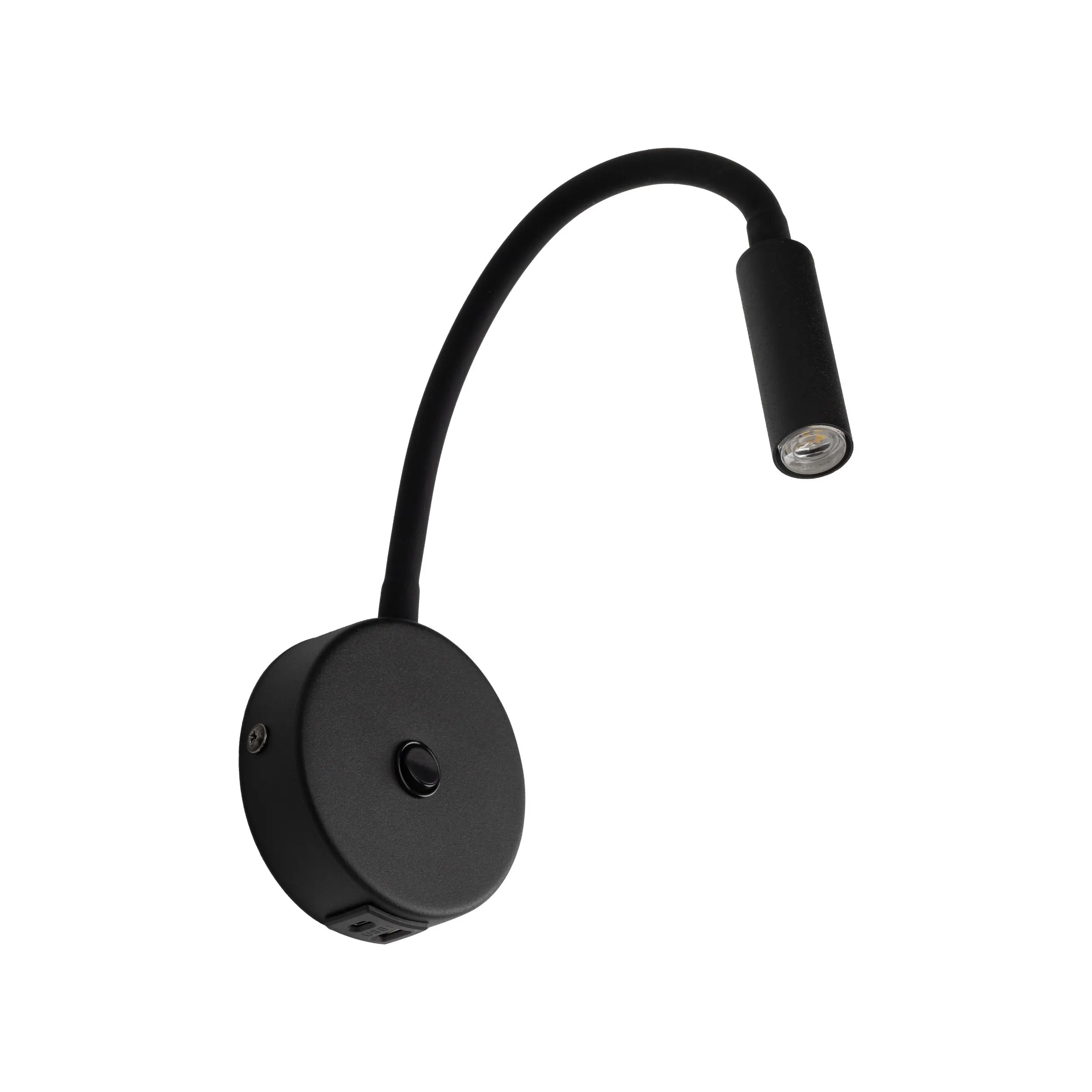Kinkiet LAGOS czarny regulowany do czytania z przełącznikiem oraz gniazdem USB-A oraz USB-C 45x36x32cm - TK_10200