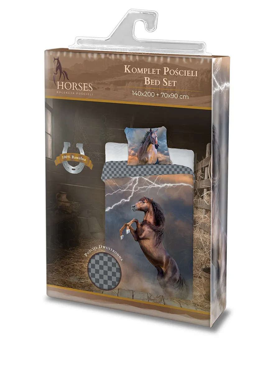 Pościel młodzieżowa komplet HORSES 003 PIORUN 140X200+70X90 wielokolorowy - FARO_24529
