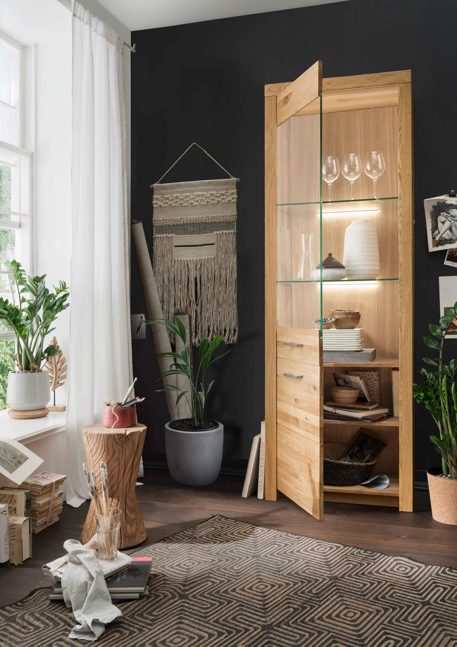 Witryna dębowa szklana DOVE 65x204 - GK_1031690101