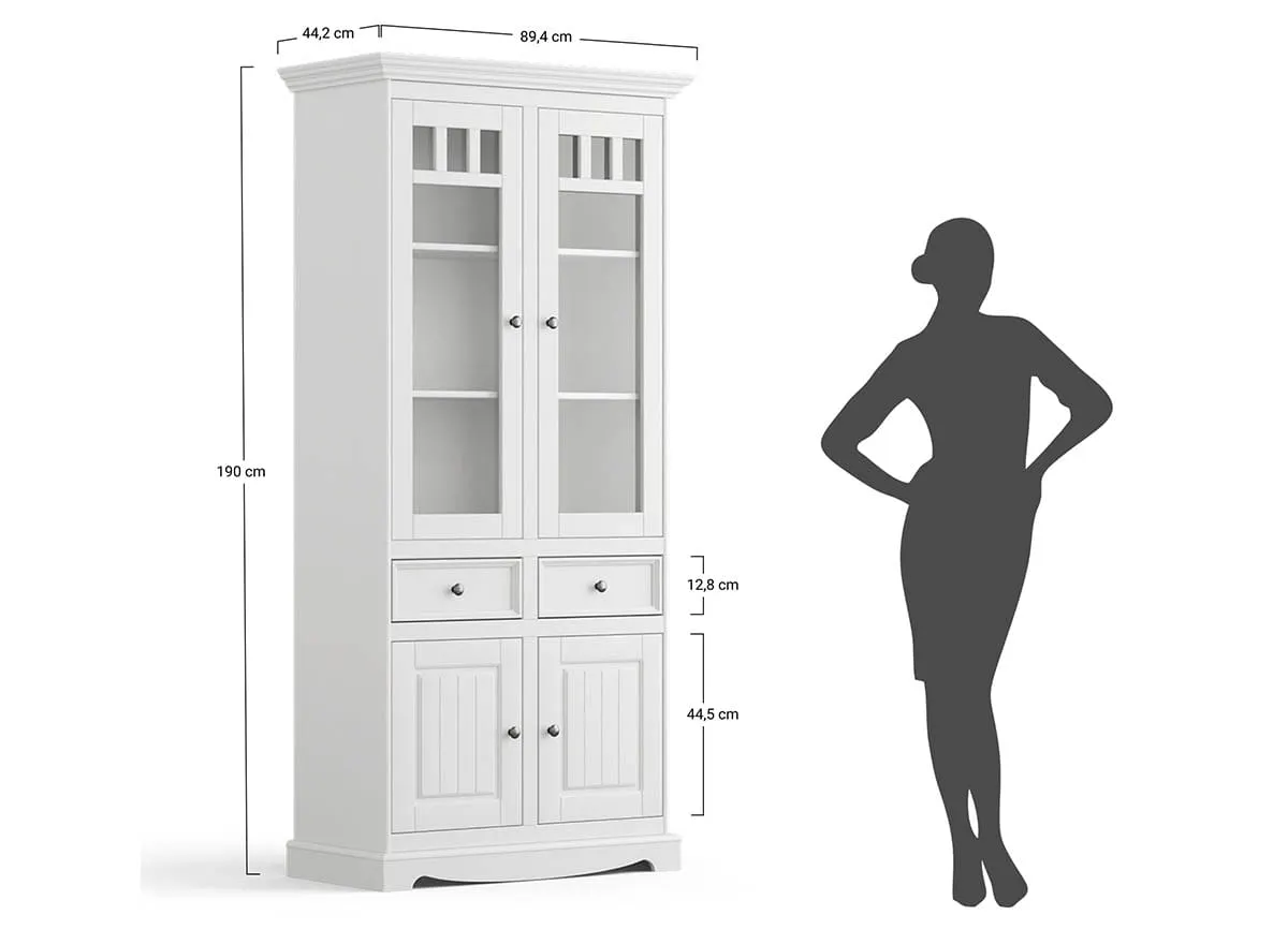 Witryna wysoka BELLUNO ELEGANTE 4-drzwiowa z 2 szufladami grafit – dąb - PL015G/D