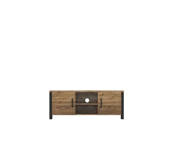 Komoda 2-drzwiowa RTV OLIN 147 cm appenzeller fichte czarna — zdjęcie 7