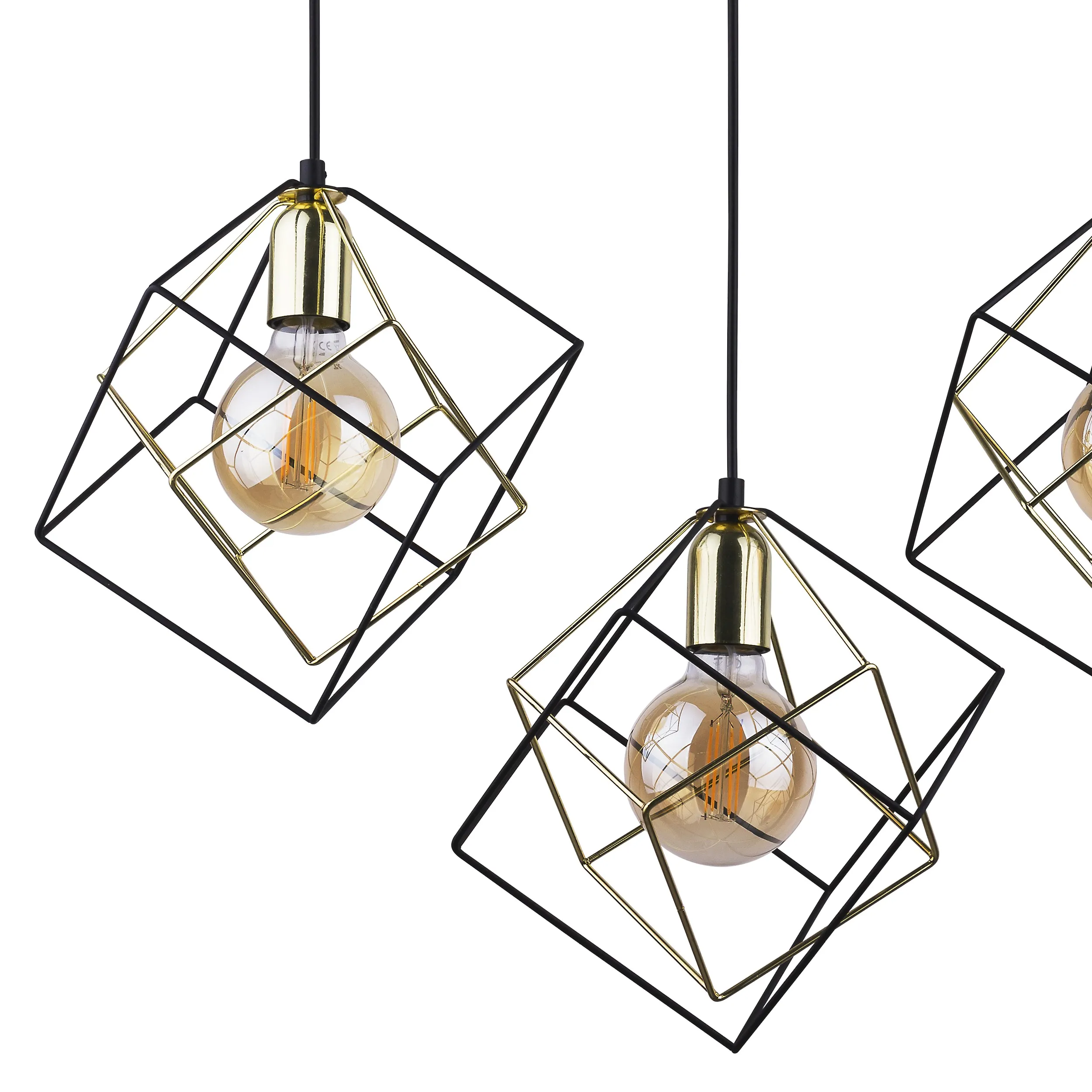 Lampa wisząca ALAMBRE czarna ze złotymi elementami na metalowej listwie 135x84x28cm - TK_2699