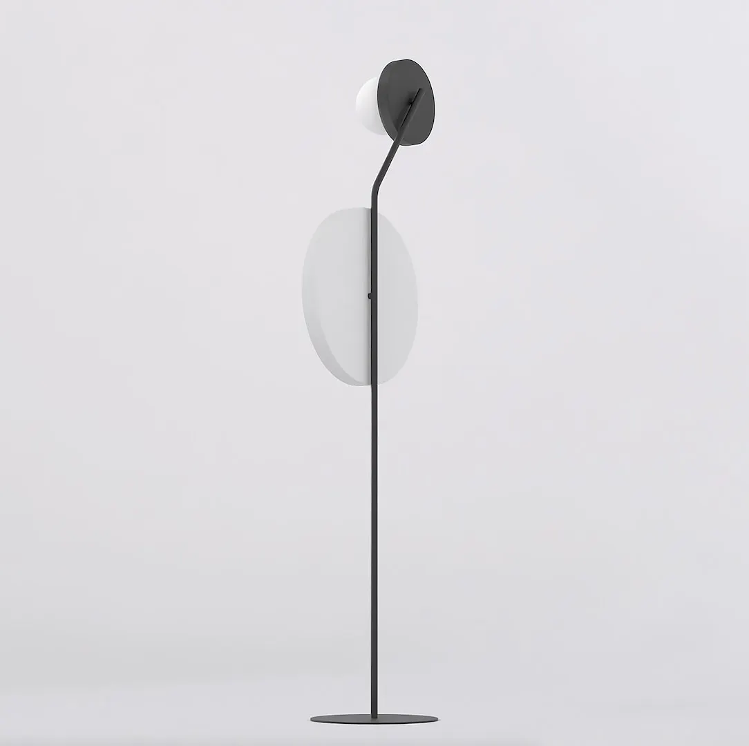 lampa stojąca, lampka, metal, czarny, biały element