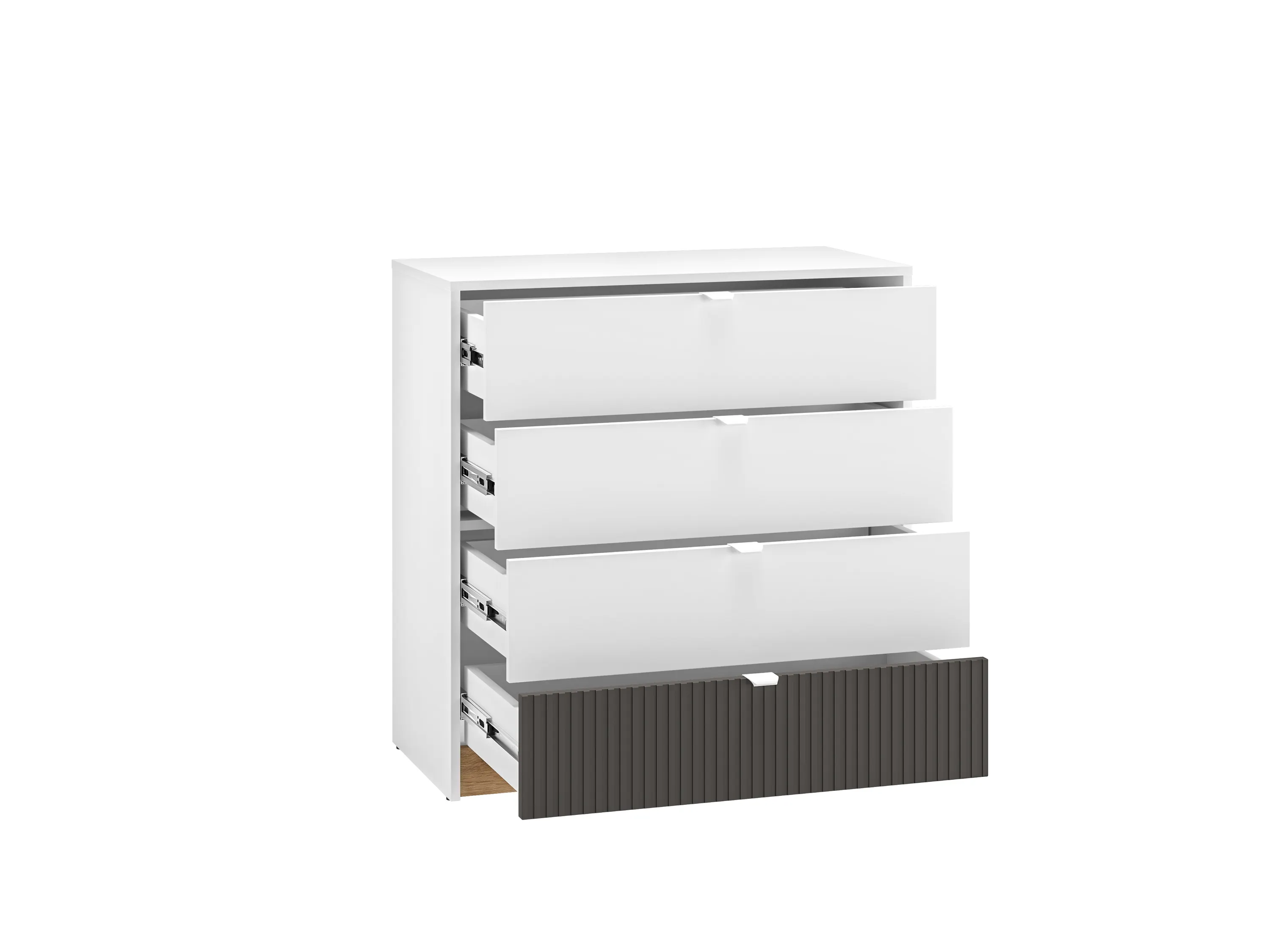 Komoda z 4 szufladami TORINO 07 Biały, Castello, Grafit - 1TORI07-001