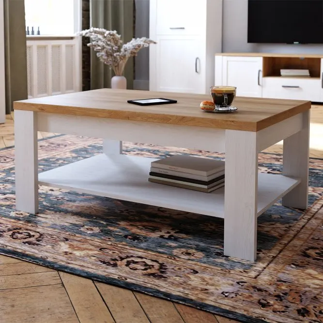 Stolik okolicznościowy CHISBURY - dąb riviera, modrzew jasny sibu - BRCT501-M482