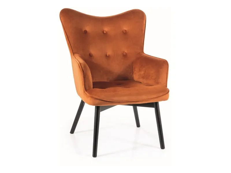 Fotel CARMEN VELVET Bluvel 4215 cynamonowy czarny mat