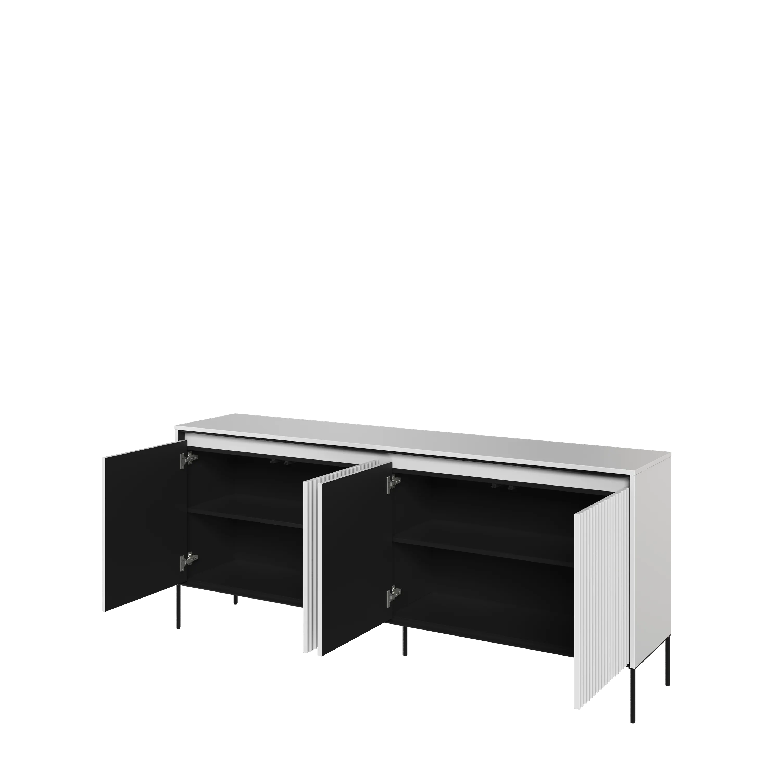 Komoda z oświetleniem TREND TR-04 4D - biały/czarny - TR4BIC-V2